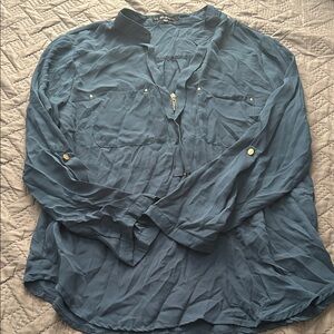 Elegant Blue Women's Button Down Shirt